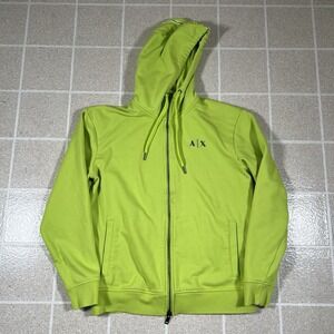Armani Exchange Hoodie Mens Small Neon Green Full Zip Track Jacket